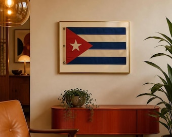 Vintage Cuba Flag Print- Cuban Wall Art- Carribean Heritage Decor- Island Culture Poster- Havana Style Decor- Download