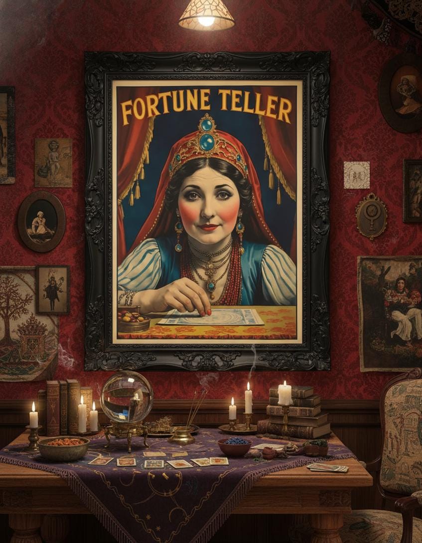 Vintage Fortune Teller Circus Art Print Metaphysical Wall Decor