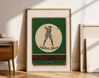 Personalized Golf Matchbook Print- Custom Town or Name Wall Art- Vintage Golf Decor- Country Club Gift- Preppy Golf Den Digital Download