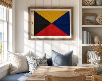 Nautical Signal Flag Print- Letter Z Zulu Flag Art- Maritime Monogram- Coastal Nursery Decor- Sailor Gift- Digital Download