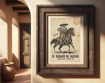 Vintage Mexican Charro Poster: Jalisco Charreria Art (Digital Download)