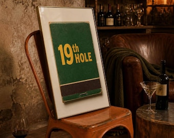 19th Hole Wall Art- Vintage Golf Matchbook Art- Golf Bar Cart Decor- Retro Country Club Aesthetic- Trendy Golf Print Download