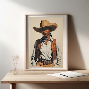 Black Cowgirl Art Vintage Inspired Western Home Decor