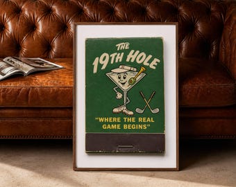 19th Hole Matchbook Print- Retro Golf Cocktail Wall Art- Car Car Decor- Funny Golf Lover Poster- Clubhouse Art Download