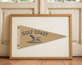 Gulf Coast Pennant Print- Coastal Nursery Decor-Distressed Pelican Art- Beach House Wall Art- Nautical Room Decor- Download