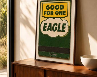 Good for One Eagle Golf Print, Retro Matchbook Art, Funny Golf Gift, 19th Hole Bar Decor, Golf Man Cave Wall Art, Digital Download