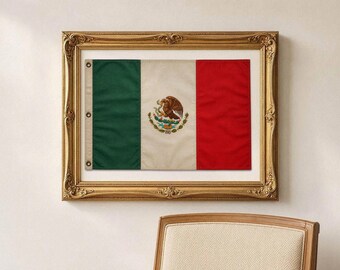 Vintage Mexico Flag Print- Mexican Wall Art- Mexican Heritage Decor- Mexican IndepenDay Art- Download