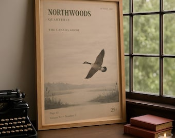 Canada Goose Print-Retro Wildlife Hunting Art= Lake House Decor- Water Fowl-Download