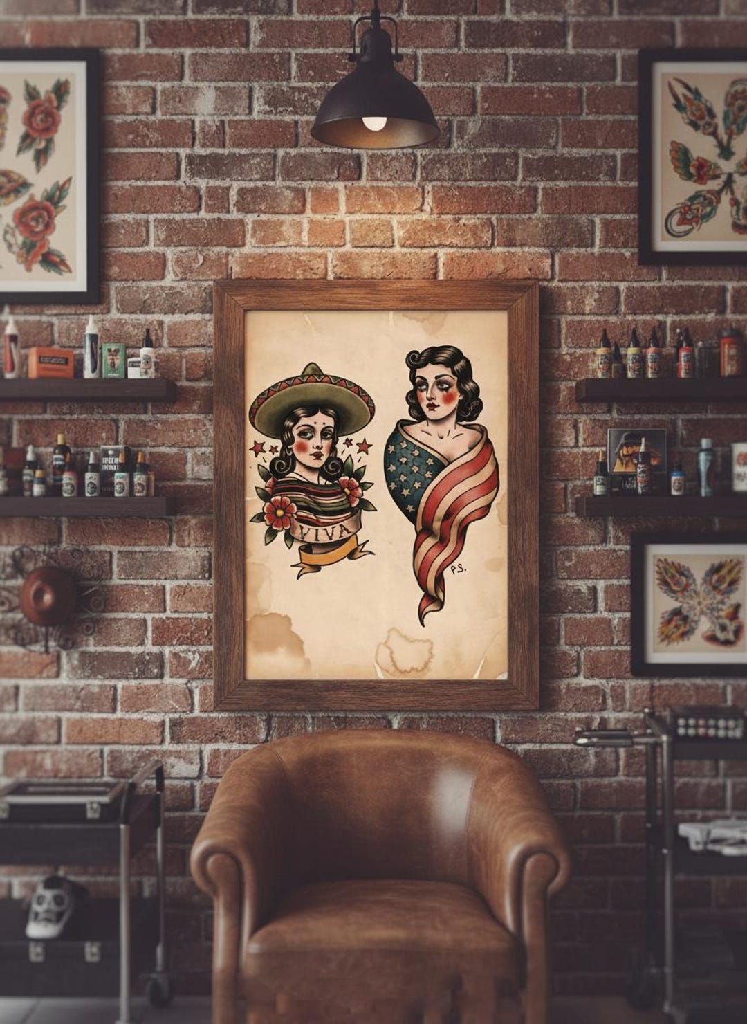 Traditional Tattoo Flash Art Print Vintage Inspired Tattoo Studio Decor ...