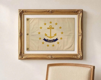 Rhode Island Flag- Antique-Style Anchor Banner- Little Rhody Heirloom Art- Download