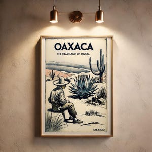 Oaxaca Reise Poster Vintage inspirierte Mezcal Wand Kunst Agave Home Decor Download
