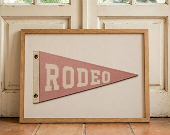 Vintage Rodeo Pennant Print- Coastal Cowgirl Wall Art- Western Nursery Decor- Distressed Pink Banner- Instant Download