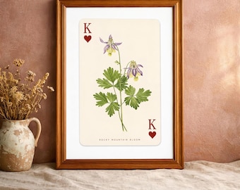 Colorado State Flower Wall Art | King of Hearts Playing Card Print | Centennial State Heritage | Mountain Home Decor Download