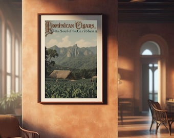 Dominican Cigar Art Vintage Inspired Caribbean  Tobacco Poster Download