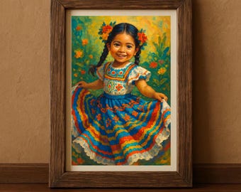 メキシコのフォルクロリコダンサーのアートプリント - 鮮やかなホームデコレーション（デジタルダウンロード）