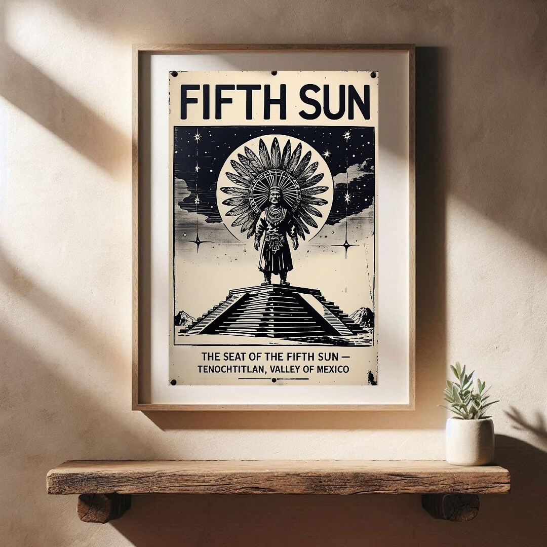 Aztec Fifth Sun Vintage Inspired Tenochtitlan Wall Art Download - Etsy