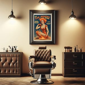 Espectáculo de fenómenos de circo, póster de circo estilo años 40, arte de artista de fuego pin-up, descarga