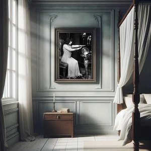 Vintage Wahrsagerin Druck | 1920er Jahre Glaskugel Fotografie | Okkulte Wandkunst | Mystische Hexen Dekoration | Retro Psychic digitaler Download