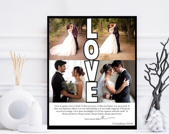 Love Photo Collage, Love Photo Gift for Boyfriend, Wedding Gift for Husband, Anniversary Gift For Him, Custom Love Collage, Christian Gift