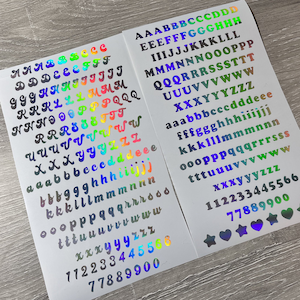 Journal Lettering Stickers | Holographic Vinyl Alphabet Sheet | Mini Journaling Stickers