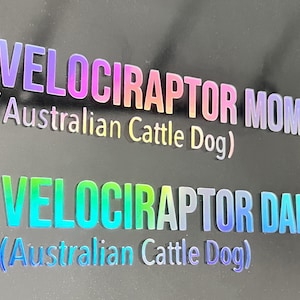 Velociraptor Mom Australian Cattle Dog Parent | Velociraptor Dad | Blue Heeler Car Decal | Australian Cattle Dog Bumper Sticker
