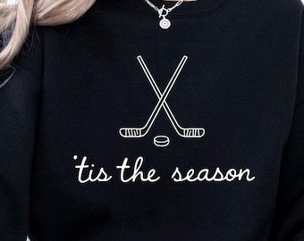 Tis The Season Hockey Sweatshirt: Hockey Mom Sweater, Women's Hockey Mama Sweatshirt, Sports Mom Pullover, Ice Hockey Player Gift