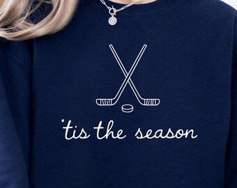 Tis The Season Hockey Sweatshirt: Hockey Mom Christmas Sweater, Women's Hockey Mama Pullover, Ice Hockey Player Holiday Gift