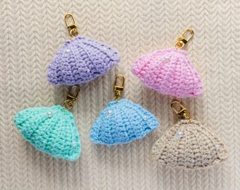Crochet Seashell Keychain Accessory | Clam Shell | Handmade Crochet | Beach Themed Trinkets | Mermaid Inspired