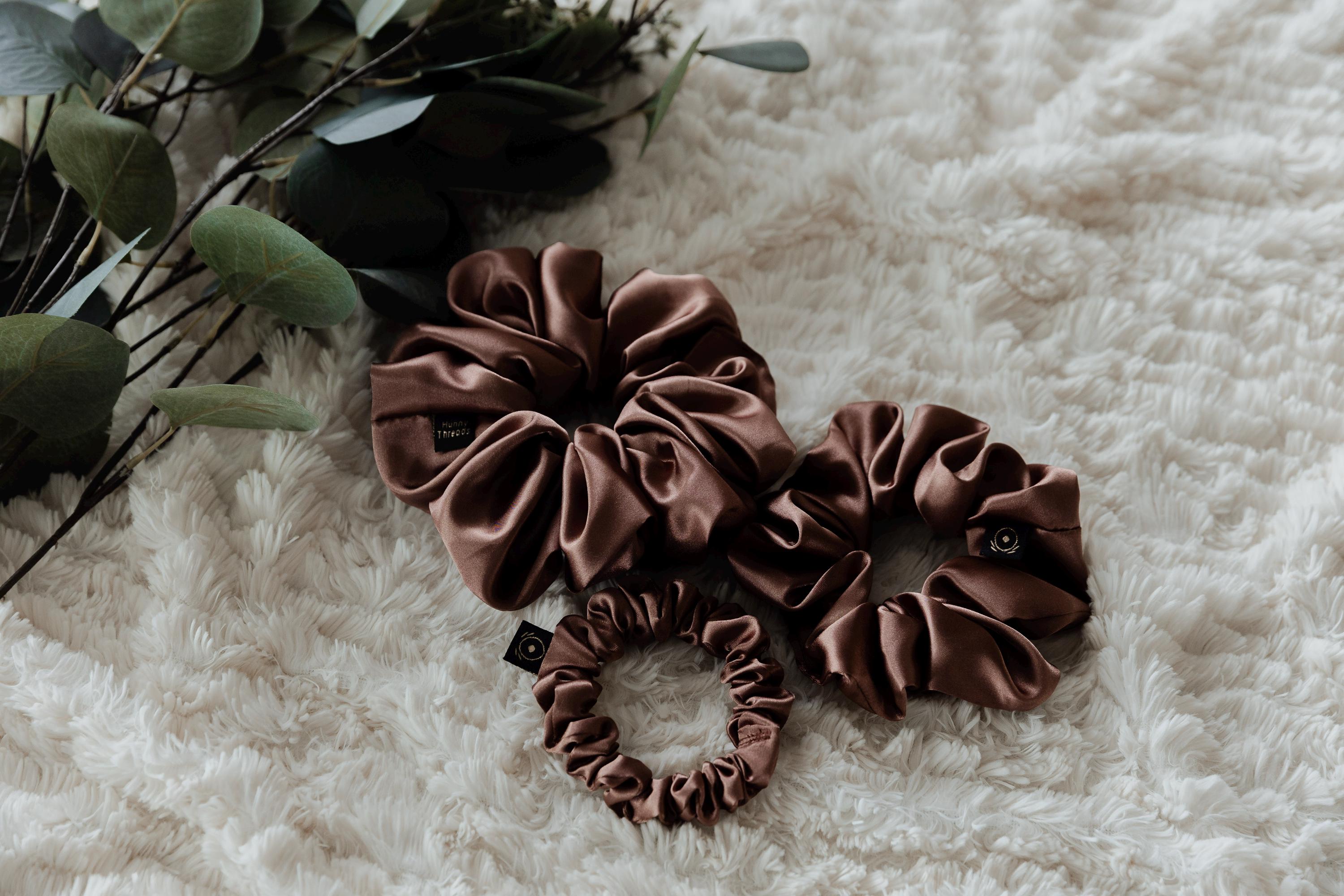 Brown Satin Scrunchie | Large Scrunchie | Medium Scrunchie | Small Scrunchie | Bridal Gift | Silky Soft Satin | Hair Care