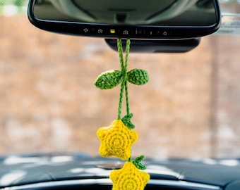 Crochet Paopu Fruit Kingdom Hearts Car Hanger Rearview Mirror Accessory | Car Charm | Handmade | Gamer Gift | Kawaii Gift | Nostalgic Game