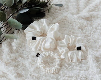 Off White Cream Satin Scrunchie | Large Scrunchie | Medium Scrunchie | Small Scrunchie | Bridal Gift | Silky Soft Satin | Hair Care