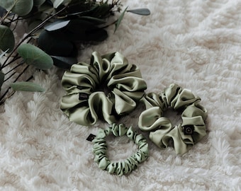 Sage Green Satin Scrunchie | Large Scrunchie | Medium Scrunchie | Small Scrunchie | Bridal Gift | Silky Soft Satin | Wicked Elphaba