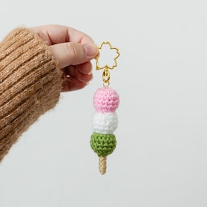 Crochet Dango Keychain | Sakura Mochi | Japanese Keychain | Hanami Dango | Bag Charm | Purse Charm | Handmade | Spring | Kawaii
