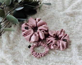 Mauve Pink Satin Scrunchie | Large Scrunchie | Medium Scrunchie | Small Scrunchie | Bridal Gift | Silky Soft Satin | Hair Care