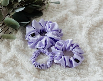 Lavender Satin Scrunchie | Large Scrunchie | Medium Scrunchie | Small Scrunchie | Bridal Gift | Silky Satin | Hair Care | Soft Scrunchie