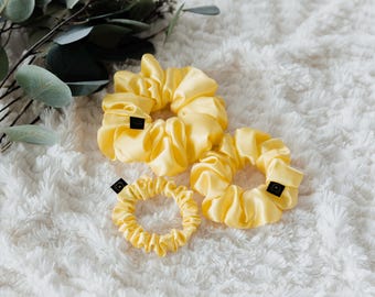 Yellow Satin Scrunchie | Large Scrunchie | Medium Scrunchie | Small Scrunchie | Bridal Gift | Silky Satin | Hair Care | Soft Scrunchie