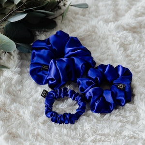 Royal Blue Satin Scrunchie | Large Scrunchie | Medium Scrunchie | Small Scrunchie | Bridal Gift | Silky Satin | Hair Care | Soft Scrunchie