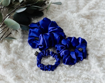 Royal Blue Satin Scrunchie | Large Scrunchie | Medium Scrunchie | Small Scrunchie | Bridal Gift | Silky Satin | Hair Care | Soft Scrunchie
