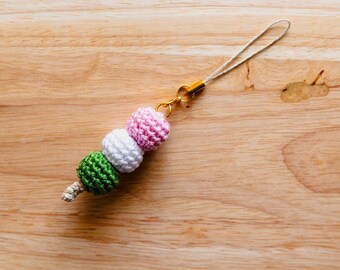 Dango Phone Charm | Mini Crochet | Japanese Sweets Charm Keychain | Hanami | Cute Bag Charm | Purse Charm | Handmade | Spring | Kawaii Gift