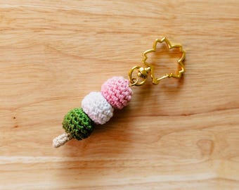 Mini Dango Micro Crochet Keychain | Sakura | Japanese Keychain | Hanami Dango | Bag Charm | Purse Charm | Handmade | Spring | Kawaii Gift