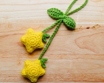 Crochet Paopu Fruit Kingdom Hearts Tote Bag Charm Accessory | Crochet Trinket Charm | Handmade | Gamer Gift | Kawaii Gift | Nostalgic Game