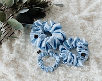 Light Blue Baby Blue Satin Scrunchie | Large Scrunchie | Medium Scrunchie | Small Scrunchie | Bridal Gift | Silky Soft Satin | Hair Care