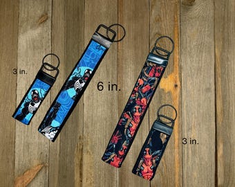 Antihero Print Car Key Fob for House Keys, Wristlet Keychain, Keyring, Fabric Keyfob, Keychain Wristlet
