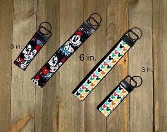 Magical Mouse Print Car Key Fob for House Keys, Wristlet Keychain, Keyring, Fabric Keyfob, Keychain Wristlet