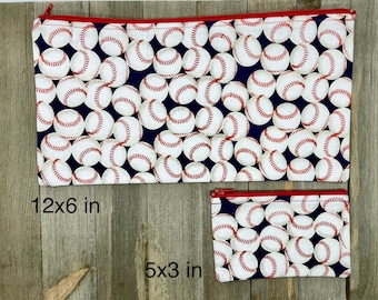 Baseball Print Zippered Pouch/Pencil Case/Makeup Bag /Coin Purse
