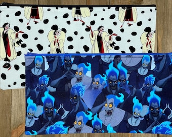 Cartoon Villains Print Zippered Pouch/Pencil Case/Makeup Bag / Coin Purse