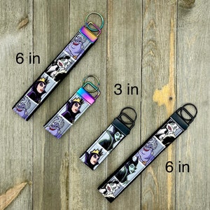 Female Villains Car Key Fob for House Keys, Wristlet Keychain, Keyring, Fabric Keyfob, Keychain Wristlet