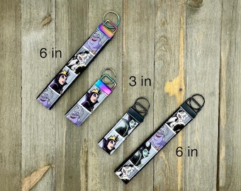 Female Villains Car Key Fob for House Keys, Wristlet Keychain, Keyring, Fabric Keyfob, Keychain Wristlet