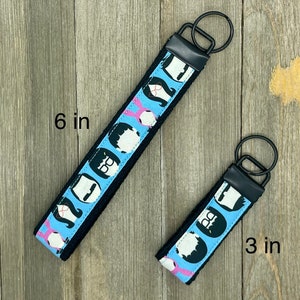 Bob&#39;s Burgers Print Car Key Fob for House Keys, Wristlet Keychain, Keyring, Fabric Keyfob, Keychain Wristlet