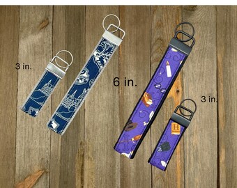 British Magic Kind 3 Print Car Key Fob for House Keys, Wristlet Keychain, Keyring, Fabric Keyfob, Keychain Wristlet